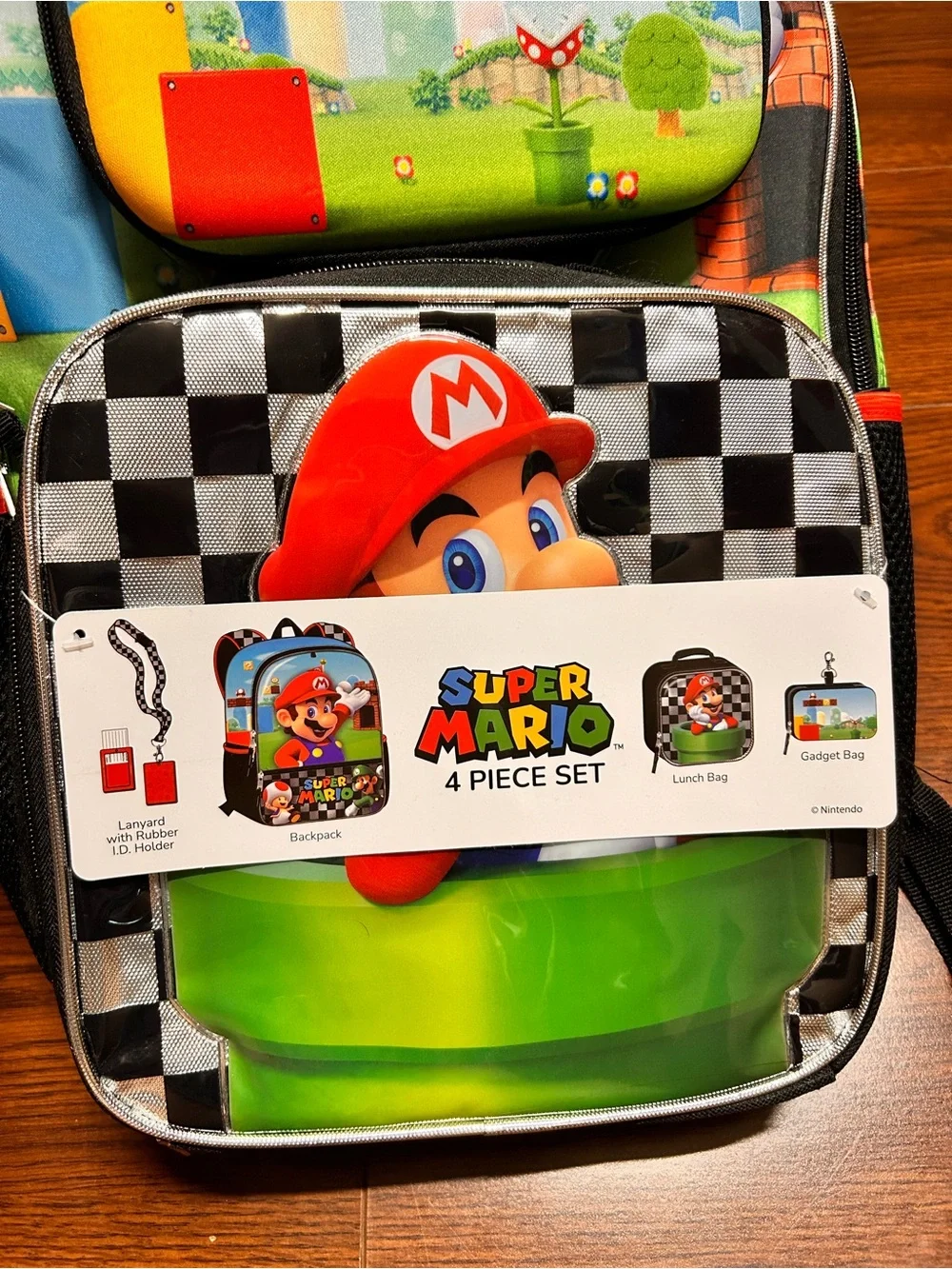Super Mario Backpack Set with Lunch Bag, Gadget Bag, Lanyard I.D Holder